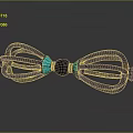 Antique Bronze Bow Shaped Decorative Ornament Set With Blue Turquoise Inlays