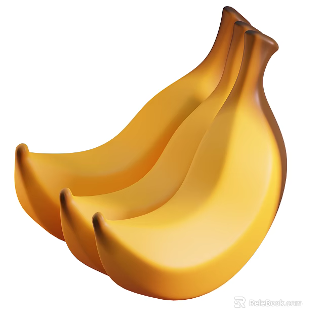 Fresh Ripe Yellow Banana Bunch Ready For Healthy Snacking And Recipes 3d model 