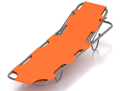 Durable Orange Medical Stretcher with Sturdy Metal Frame for Emergency Patient Transport 3d model