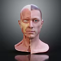 Innovative Medical Device Human Head Anatomical Model Split View with Muscle and Bone 3d model