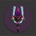Cartoon Character On Pink Purple Motorcycle Pink Shirt Green Pants Big Exhaust Pipe