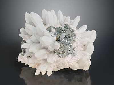 Decorative Ornament Set Natural White Crystal Cluster With Gray Mineral Inclusions For Home Decor 3d model