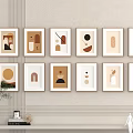 Modern Abstract Wall Art Collection With Geometric Patterns And Frames 3d model
