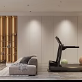 Modern Basement Multiplayer Sofa Treadmill Tea Table Fireplace Sideboard 3d model