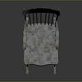 Vintage White Distressed Wooden Rocking Armchair With Rustic Armrests And Rocking Base