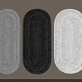 Stylish Oval Shaped Rugs in Gray Black White with Woven Texture Displayed in Row