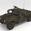 Military Camouflage Hummer Vehicle With Roof Mounted Gun And Rugged Tires