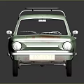 Vintage Green Classic Car With Rusty Exterior And Roof Rack Design