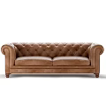 Elegant Brown Leather Sofa Featuring Tufted Back Details And Rolled Arms 3d model
