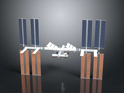 International Space Station Structure With Solar Panels And Support Modules 3d model
