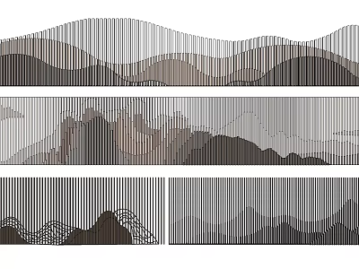 Modern Building Exterior Wall with Wavy Lines and Striped Layered Texture in Neutral Tones 3d model
