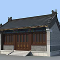 Traditional Ancient Chinese Architecture With Tiled Roof Wooden Doors And Stone Walls
