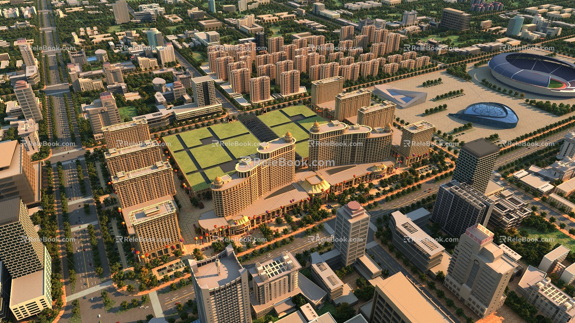 Modern Aerial View Commercial City Aerial View 3d model