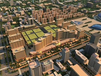 Modern Aerial View Commercial City Aerial View 3d model