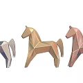 Geometric Horse Sculptures Origami Style Silver Gold Rose Gold Metallic Decorative Art