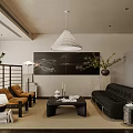 Modern Warm Style Living Room With Plush Black Sofa And Elegant Comfortable Home Interior Design