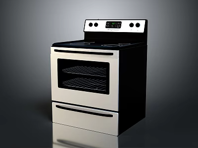 Modern Electric Range With Black Cooktop Stainless Steel Finish And Control Panel 3d model