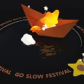 Charming Photo Spot With Orange Paper Boat Yellow Glowing Duck Star Decoration Cloud Water Reflection