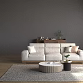 Modern Living Room Interior Design With White Leather Sofa White Shutters And Wooden Cabinet