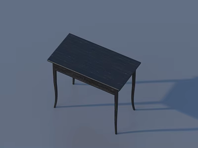 Modern Black Wooden Tea Table and Chairs Set with Rectangular Top and Sleek Legs 3d model