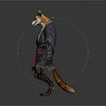 Anthropomorphic Fox Character Wearing Traditional Kimono With Obi And Tassel Details