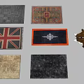 Different Square Rugs With Various Patterns And Colors For Home Decor 3d model