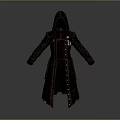 Brown Hooded Long Coat With Detailed Patterns Button Closure And Embroidered Badges
