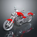 Red And Silver Cruiser Motorcycle With Chrome Details Gray Seat And Reflective Surface