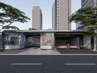 Modern Gate Residential Quarter Entrance Ground Base Entrance Gate House 3d model