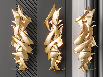 Modern Gold Abstract Sculptural Wall Decor For Contemporary Home Interior Walls 3d model