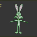 Cartoon White Rabbit Character With Pink Ears Standing And Arms Open In Dark Background