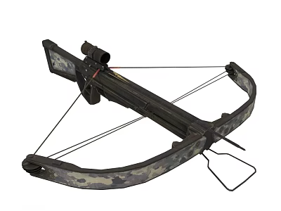 High Quality Tactical Camouflage Crossbow With Scope And Bowstring Structure 3d model