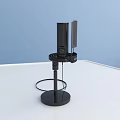 Blue Yeti Black Microphone On White Desk With Blue Background Design