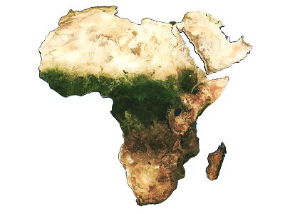 African Map Decorative Ornament Set With Green Brown Geographic Design Elements 3d model