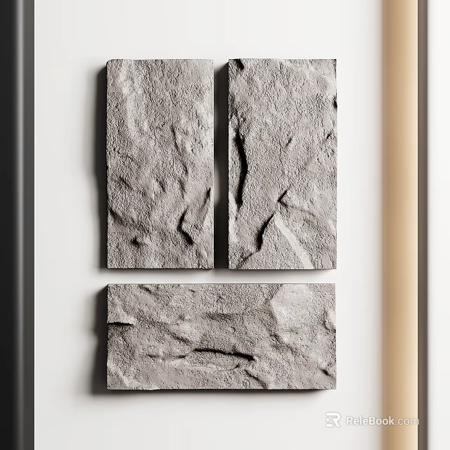Gray Textured Stone Wall Decor With Natural Pattern For Modern Interior 3d model