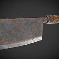 Rusty Kitchen Knife With Wooden Striped Handle And Blunt Blade For Home Use