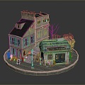 cartoon city cartoon street cartoon block old street old block miniature block miniature street 3d model