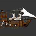 Wooden Sailboat Model With Wheels And White Sails On Dark Background