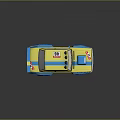 Yellow And Blue Rally Style Toy Car With Roof Lights And Decals