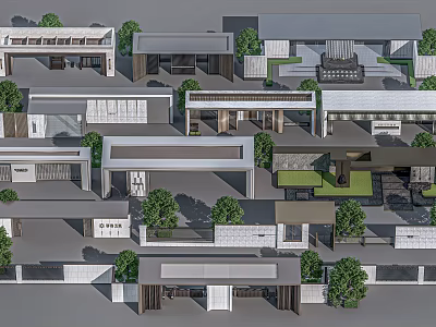 Modern Entrance Gate Design For Courtyard Community With Minimalist Style And Greenery 3d model