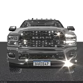 Silver Heavy Duty Pickup Truck With Double Cab Chrome Grille And Alloy Wheels