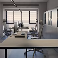Modern Office Interior Design With Desk Computer Monitor Ergonomic Chair And Storage Cabinets