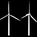 Industrial Wind Turbine Equipment With White Blades And Red Tip Structures