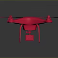 Pink Modern Drone Design Featuring Four Propellers And Camera In Dark Setting 3d model