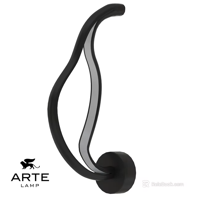 Sleek Curved Black Wall Lamp With Gray Accent For Modern Home Interior 3d model 