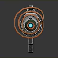 Futuristic Mechanical Weapon With Orange Ring Structure Blue Glowing Core And Metallic Design 3d model
