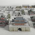 Ancient Architecture With Traditional Sloped Tile Roofs Courtyards Trees And Stone Gateway