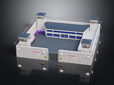 Modern Hardware Tools Storage Building With Entrance Windows And Structure Design 3d model