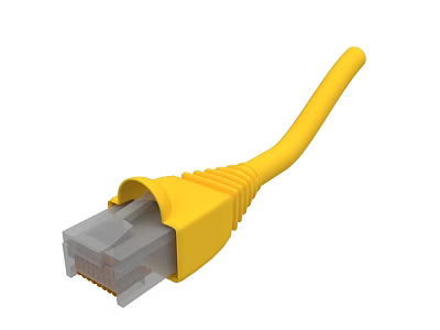 Yellow Ethernet Cable with RJ45 Connector for Electronic Equipment Connectivity 3d model