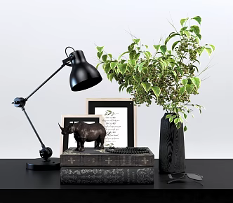 Vase Flower Vase Floral Art Industrial Table Lamp Classical Books Rhino Ornaments Decorative Painting Ornaments Glasses Ornaments Wooden Vase Buddha Beads Classical Books 3d model